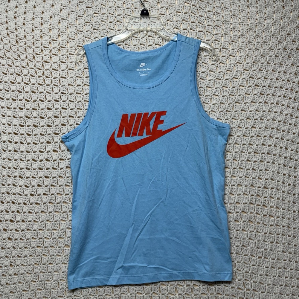 Nike Sportswear Tank Top Mens Size M Blue Big Logo 100%Cotton